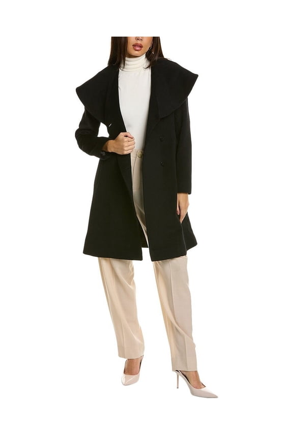 womens Wool Coat, 4, Black
