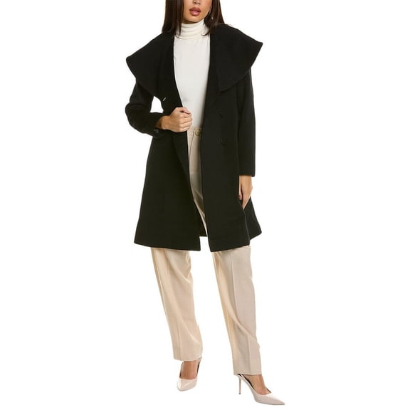 FLEURETTE womens  Wool Coat, 6, Black