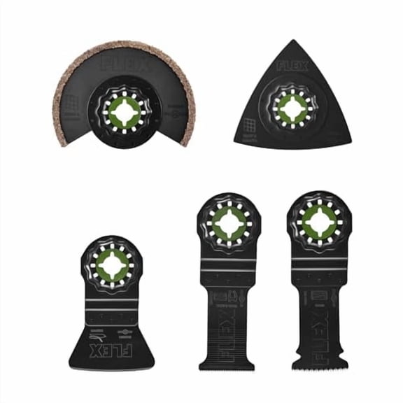 FLEX 5-Piece Oscillating Tool Tiling Project Blade Set, Cuts Wood, Wood with Nails, Metal, Grout, Drywall, PVC - FAM40002-5