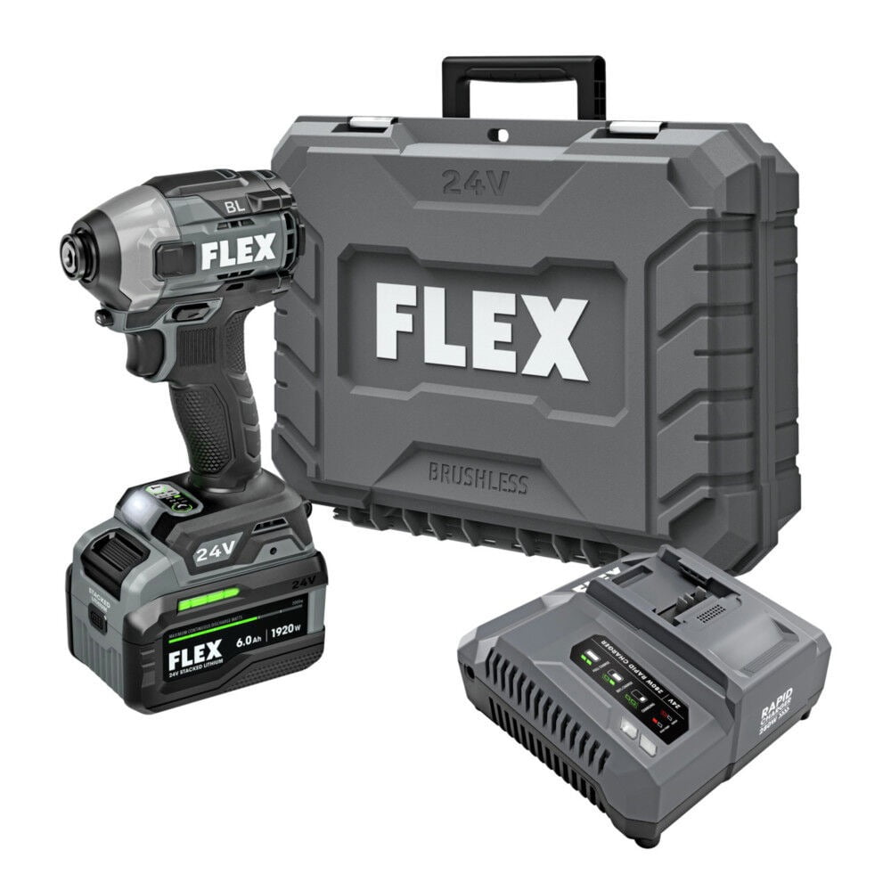 FLEX FX1371A-1H 24V Stacked Lithium Advantage Brushless 1/4 in. Cordless Quick Eject Hex Impact Driver with Multi-Mode Kit (6 Ah)