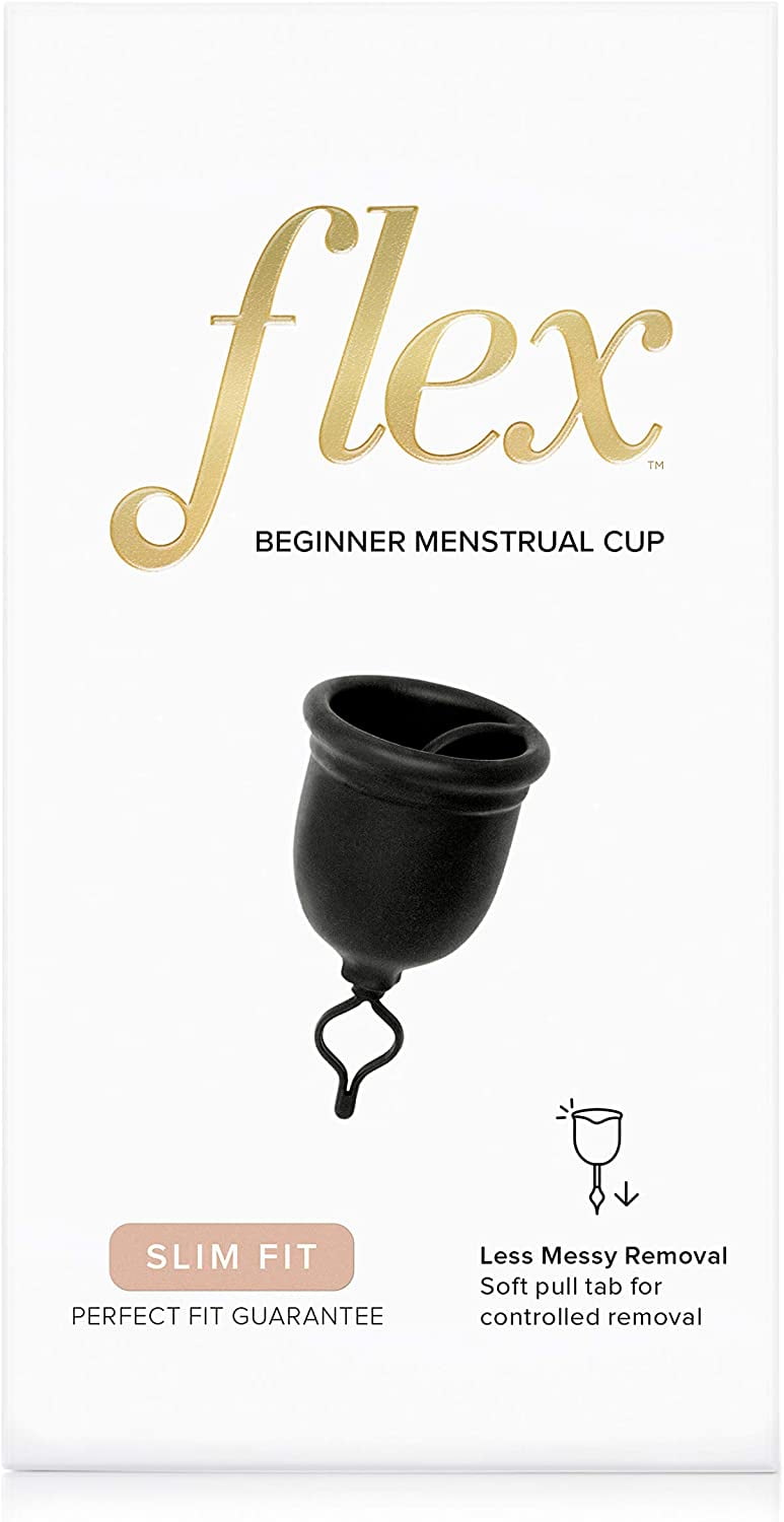 FLEX Menstrual Cup (Slim Fit) - Reusable Period Cup - Easy Removal Ring -  For Women with Medium or Sensitive Flow
