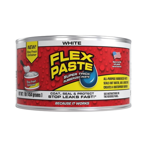 FLEX SEAL Family of Products PFSWHTR16 FLEX PASTE Super Thick Waterproof Rubberized Paste, White, 1-Lb. Tub - Quantity 4