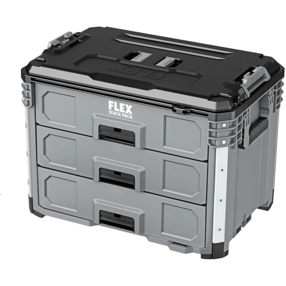 FLEX STACK PACK Storage System 3-Drawer Tool Box - FS1105, Grey/Black