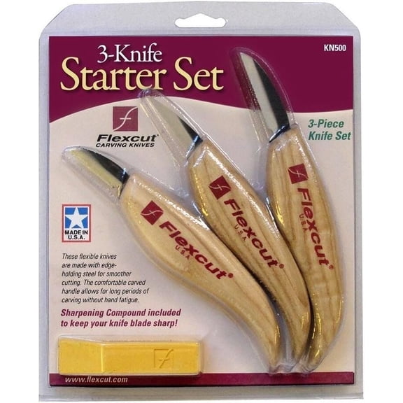 FLEXCUT Carving Knives, Starter Set, with Ergonomic Handles and Carbon Steel...