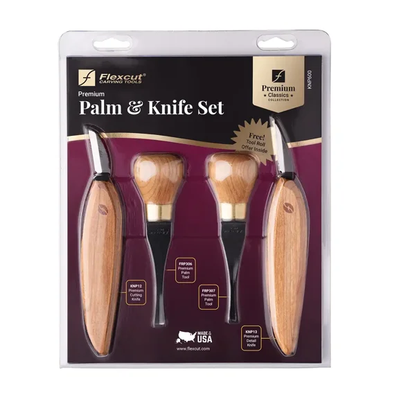 Flexcut - KNP600 - Premium Classics 4-Piece Beginner Palm & Knife Set - Wood Carving Tools