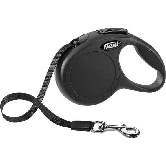 FLEXI 12kg (25Lbs) 3 Meter (10Ft) XS New Classic Tape Retractable Dog Lead Black