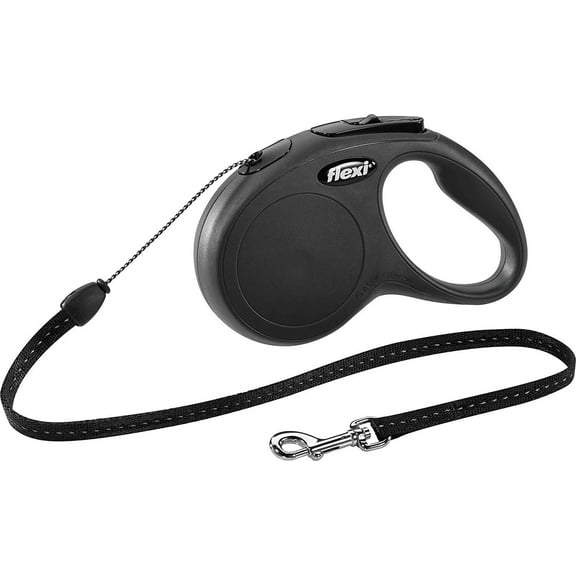 FLEXI 12kg (25Lbs) 5 Meter (16Ft) New Classic Cord Retractable Dog Lead Small Black