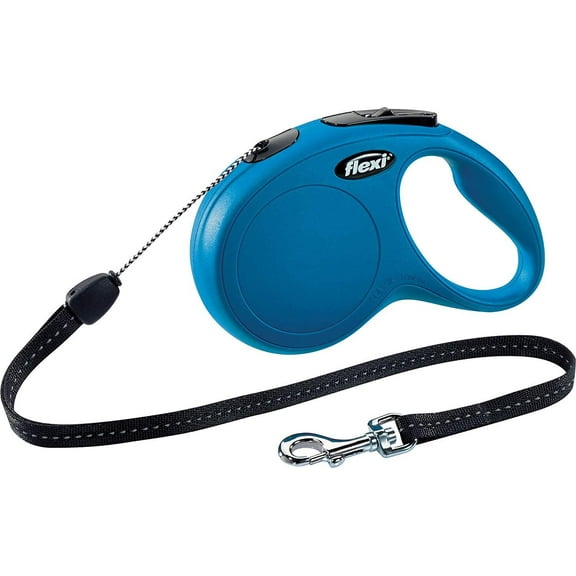 FLEXI 20kg (44lbs) 5 Meter (15ft) New Classic Cord Retractable Dog Lead Medium Blue