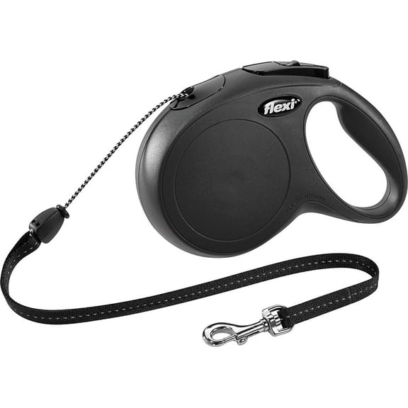 FLEXI 20kg (44lbs) 8 Meter (26Ft) New Classic Cord Retractable Dog Lead Medium Black