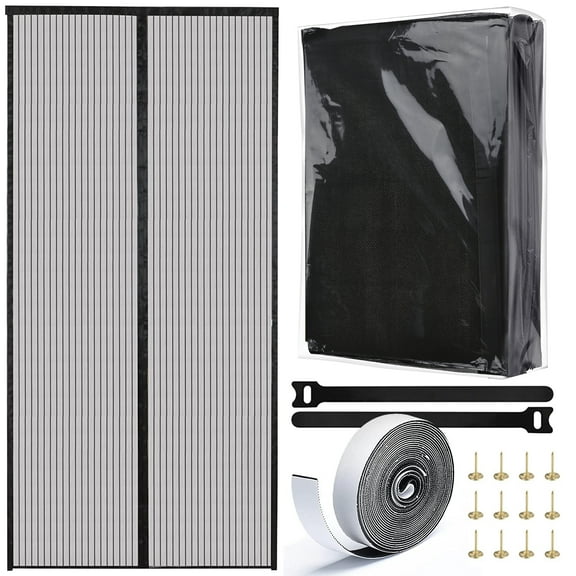 FLEXIBLE MAGNETS Magnetic Screen Door - Used as Doorway Curtains, Mosquito net, Temporary door, Window Screens and Patio Screen Mesh - Pet & Kid Friendly Door Screen Magnetic Closure - 83 x 40 Inches