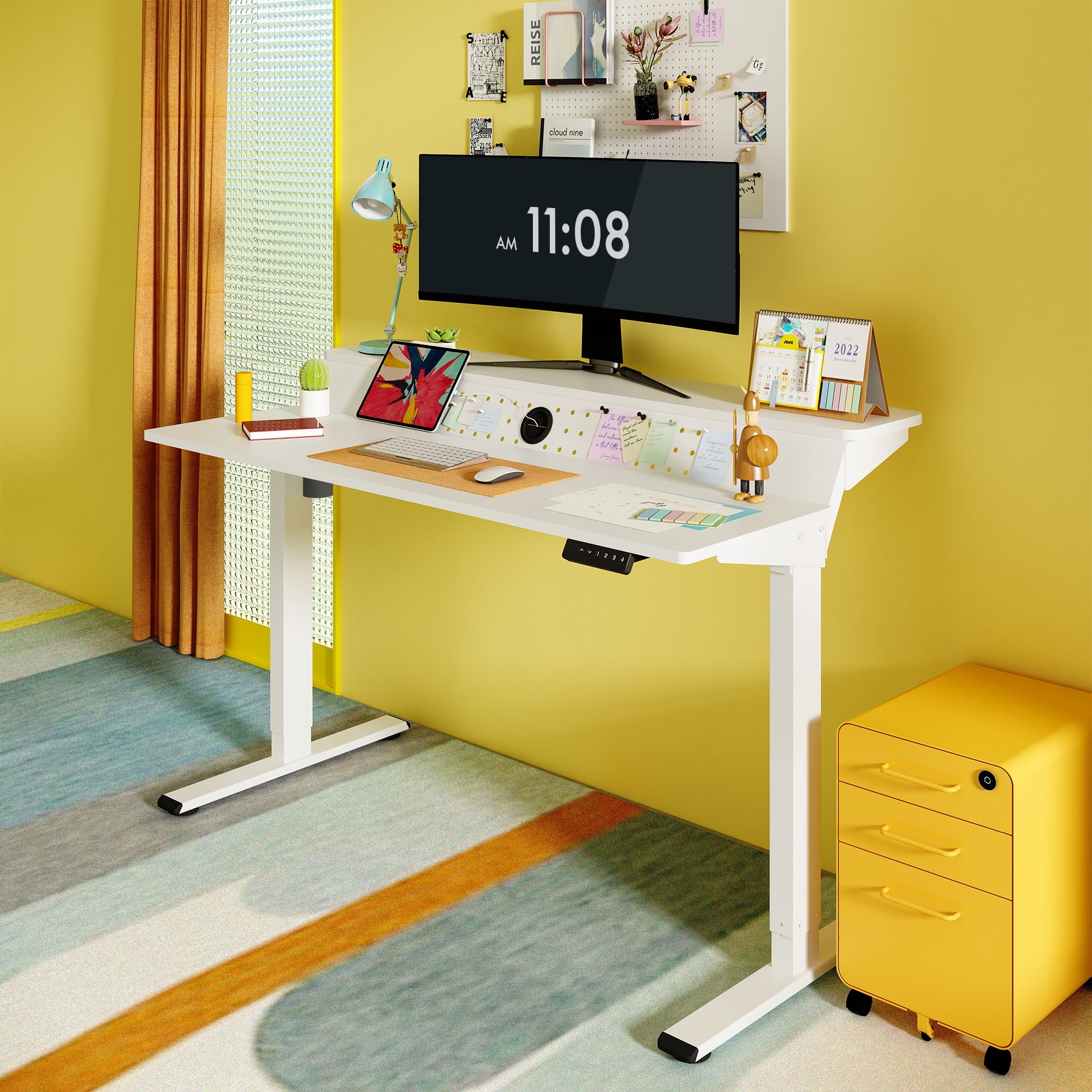 FLEXISPOT 2Tier 55"x28" Height Adjustable Standing Desk White