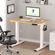 FitStand Electric Height Adjustable Standing Desk, 40x24 One-Piece Desktop Sit Stand up Desk with 176 lbs Load, 4 Memory Heights & 2 Hooks for Home Office, Maple