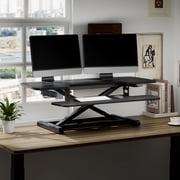 FLEXISPOT 42'' Electric Motor Desk Converter, Height Adjustable Motorized Stand up Desk Riser with Quick Release Keyboard Tray, Black Monitors and Laptop Workstation