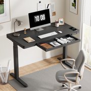 FLEXISPOT 48 Electric Standing Desk with Drawer Desktop & Adjustable Frame Quick Install w/USB Charge 3 Ports Child lock, Black