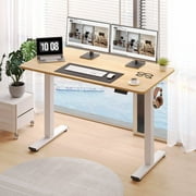 FLEXISPOT 48 x 30 Home Office Electric Height Adjustable Standing Desk Memory Programmable Presets Computer Desk White and Maple