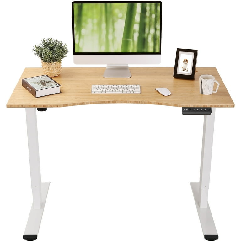 Jakyb Standing & Height-Adjustable Desks Latitude Run Color (Top/Frame): Oak Natural/White, Size: 46.46'' H x 55.12'' W x 23.62'' D