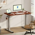 thumbnail image 1 of FLEXISPOT 48"x30" Home Office Height Adjustable Standing Desk with Hooks, Ergonomic Electric 2-Stage Stand Up Computer Desk, Gray and Mahogany, 1 of 7