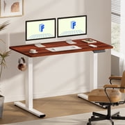 FLEXISPOT 55 x 28 Home Office Electric Height Adjustable Standing Desk Memory Programmable Presets Computer Desk White and Mahogany