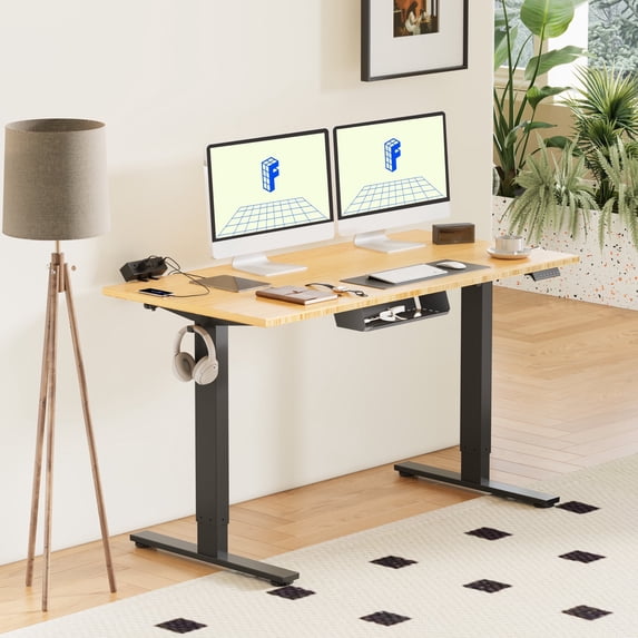 Flexispot 55"x28" Erogonomic Home Office Height Adjustable Standing Desk Bamboo Desktop Computer Desk