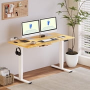 Flexispot 55x28 Erogonomic Home Office Height Adjustable Standing Desk Bamboo Desktop White Frame Computer Desk