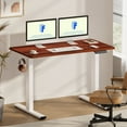 thumbnail image 1 of FLEXISPOT 55"x28" Home Office Height Adjustable Standing Desk with Hooks, Ergonomic Electric 2-Stage Stand Up Computer Desk, White and Mahogany, 1 of 10