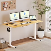 Flexispot 60x30 Erogonomic Home Office Height Adjustable Standing Desk Bamboo Desktop White Frame Computer Desk