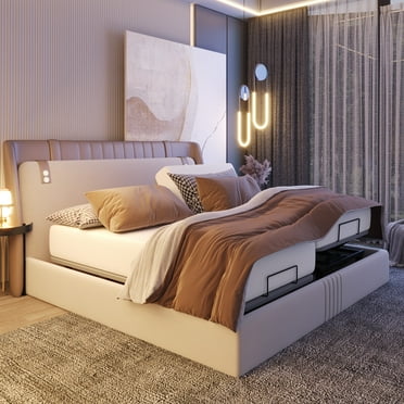 FLEXISPOT Adjustable Bed Frame with Segmented Design, Easy Assembly, Wired Remote, Whisper-Quiet Motor, and Oxford Fabric Bedspread