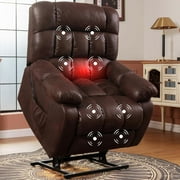 Flexispot Dual Okin Motor Power Lift Recliner Chair for Living Room, Massage and Heat, USB Ports, Brown