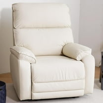FLEXISPOT Genuine Leather Power Swivel Recliner Chair, Rocker Glider Nursery Chair w/Manual Headrest, Lumbar Support, USB Charge, Swivel Single Sofa for Living Room Nursery,Cream
