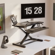 FitStand Home Office Height Adjustable Standing Desk Converter Black 32" U-Shape with Keyboard Tray