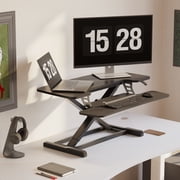 FitStand Home Office Height Adjustable Standing Desk Converter Black 36 U-Shape with Keyboard Tray