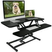 FLEXISPOT Home Office Height Adjustable Standing Desk Converter Black 35" U-Shape with Keyboard Tray