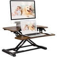 thumbnail image 1 of FLEXISPOT Home Office Height Adjustable Standing Desk Converter Special Walnut 28" U-Shape with Keyboard Tray MDF, 1 of 7