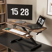 FitStand Home Office Height Adjustable Standing Desk Converter Special Walnut 42" U-Shape with Keyboard Tray