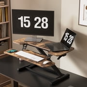 FitStand Home Office Standing Desk Converter, 36"Height Adjustable Desktop Riser Sit Stand Computer Workstation with Keyboard Tray Special, Walnut