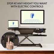 FitStand 35 Electric Standing Desk Converter, Motorized Stand up Desk Riser, Monitor and Laptop Workstation with Wide Keyboard Tray, Black