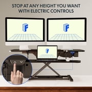 FitStand 40 Electric Standing Desk Converter, Height Adjustable Riser, Sit to Stand Monitor and Laptop Workstation with Wide Keyboard Tray, Black