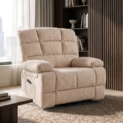 FitStand Swivel Rocker Recliner Chair with Heat and Massage, 24.4 Wide Seat Chenille Oversized Recliner, Gray