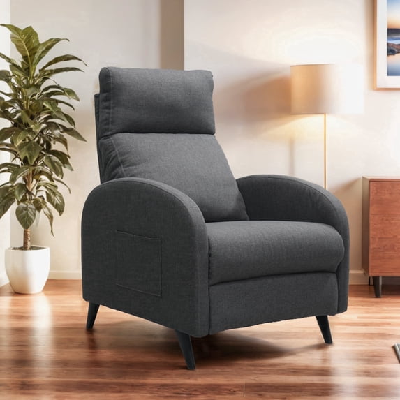 FitStand Pushback Recliner Chair Fabric Small Recliner Sofa Home Adjustable Reclining Chair Single Sofa with Padded Seat Backrest for Living Room,Gray