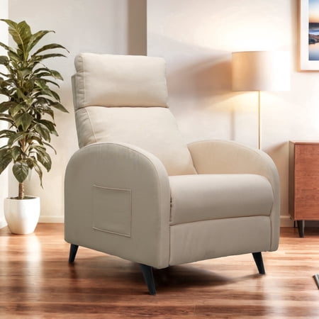 FitStand Pushback Recliner Chair Fabric Small Recliner Sofa Home Adjustable Reclining Chair Single Sofa with Padded Seat Backrest for Living Room