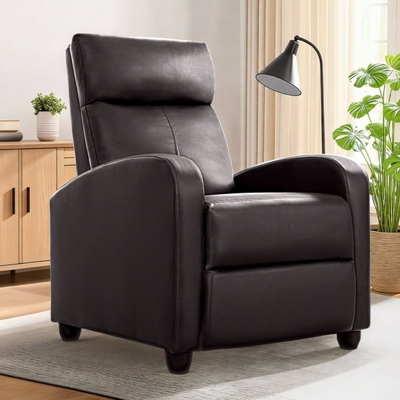 FLEXISPOT Pushback Recliner Chairs Fabric Recliners Sofas for Small Spaces Padded Seats for Living Room and Bedroom, Brown