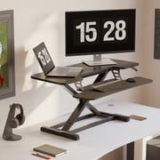 FitStand Home Office Height Adjustable Standing Desk Converter Black 40 U-Shape with Keyboard Tray
