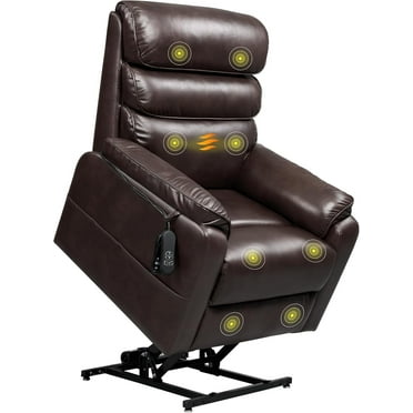 FLEXISPOT XL6 Genuine Leather Dual Motor Power Lift Recliner Chair for Elderly, Reclining Sofa Electric Lay Flat Sleeper with Massage & Heat for Big & Tall,  USB Ports