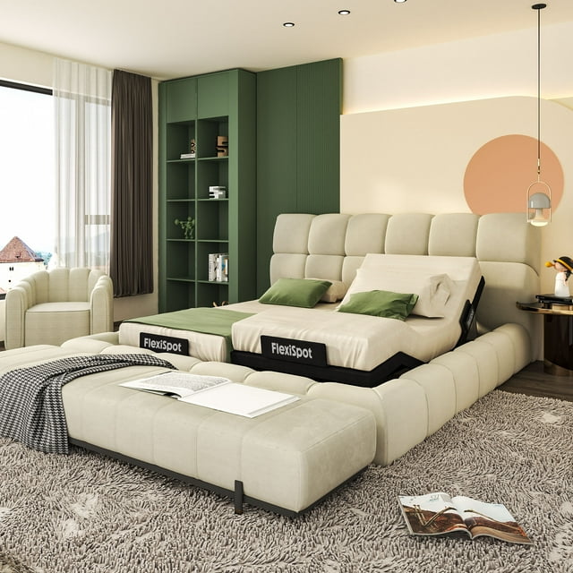 FLEXISPOT Zero Clearance Adjustable Bed Frame Base Massage with