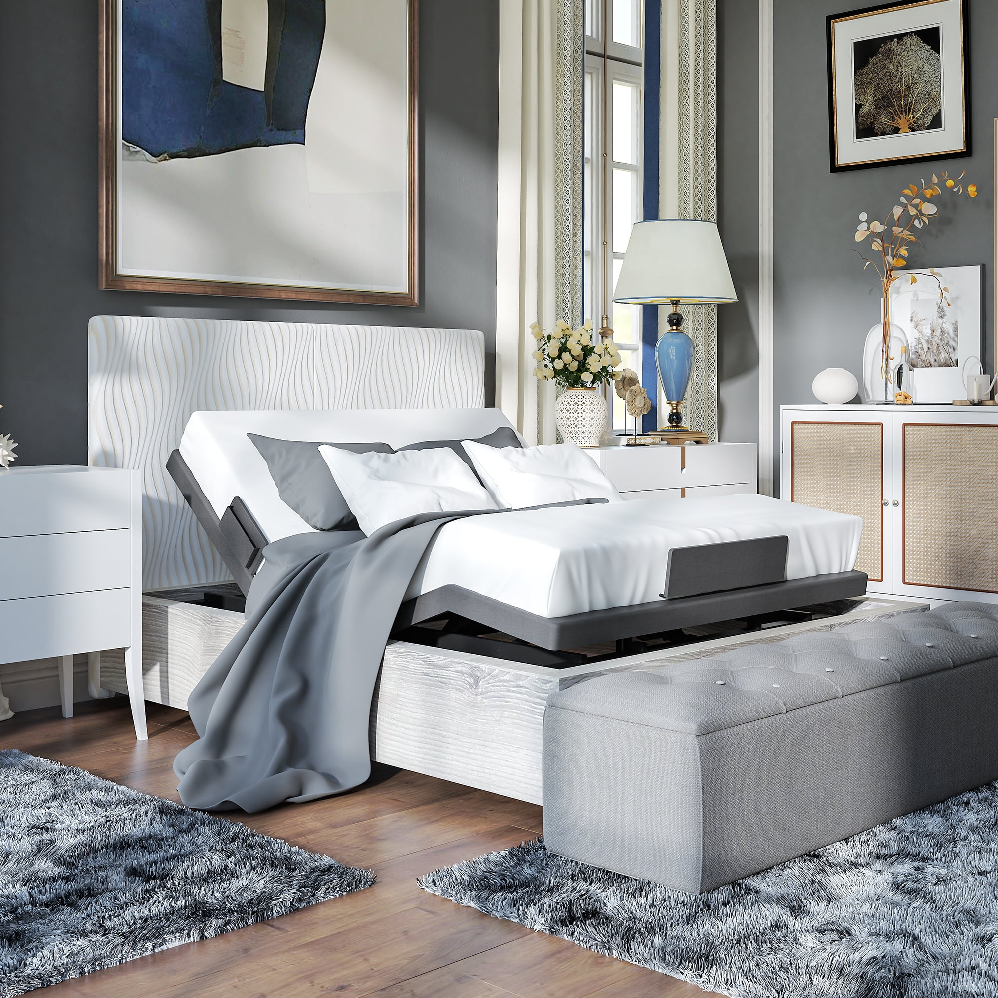 FLEXISPOT Zero Clearance Adjustable Bed Frame Base Massage with