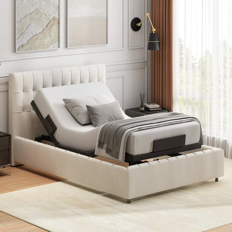 Twin xl adjustable bed frame with massage discount