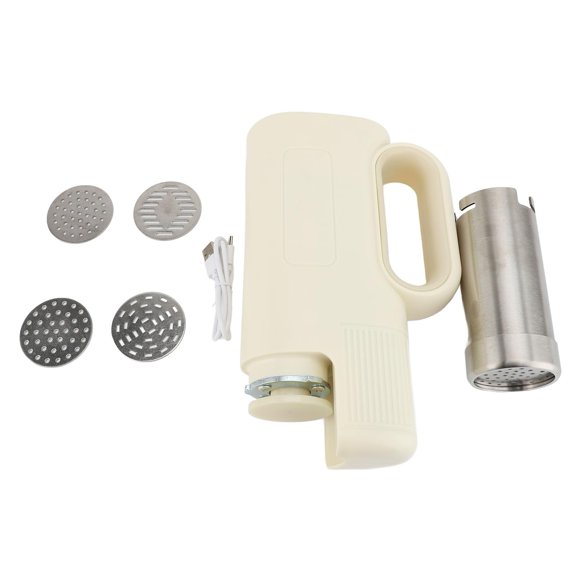 FLEXMAN Handheld Electric Pasta Maker, 5 in 1 Rechargeable Cordless Pasta Machine with 4 Shaping Discs, Portable Stainless Steel Noodle Maker for Homemade Spaghetti Ramen