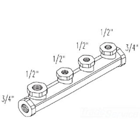 FLEXMAN34 603 3/4" WARDFLEX MULTIPORT MANIFOLD 4 - 1/2" OUTLETS