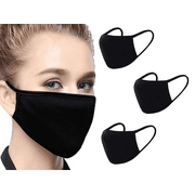 FLEXMON Reusable Washable Eco-Friendly Cotton Face Mask, Black, 3 pack