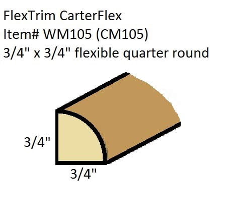 FLEXTRIM # WM105 (CM105): 3/4" x 3/4" Flexible Quarter Round - 12' feet